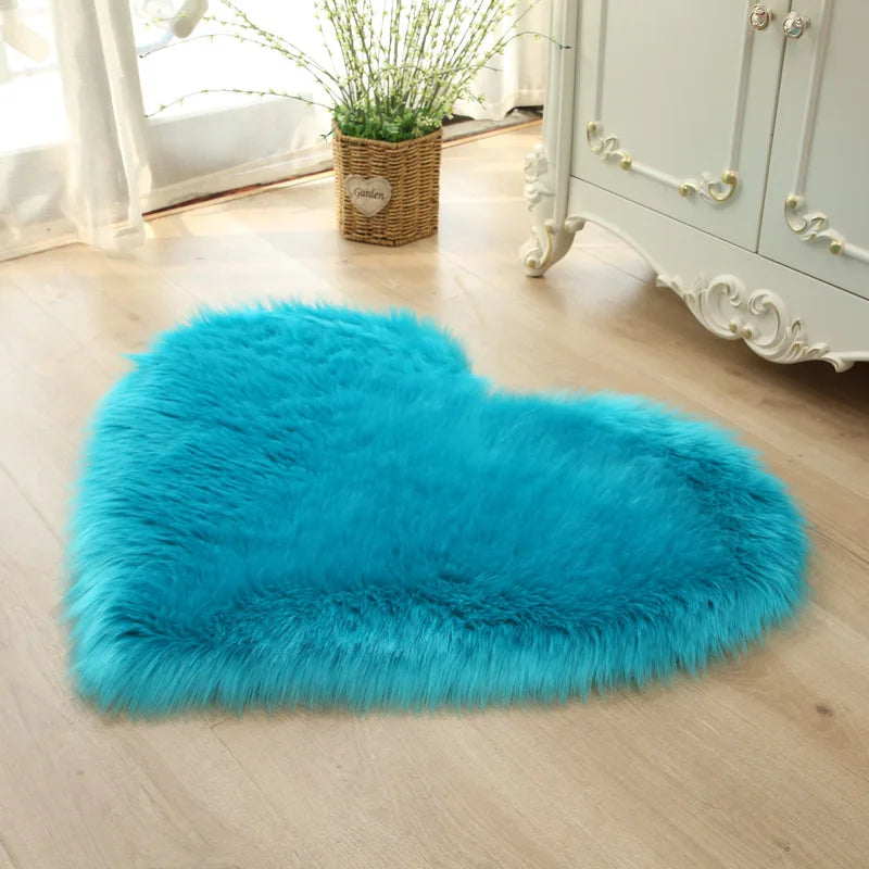 Tapis Shaggy En Cœur Sophrona bleu
