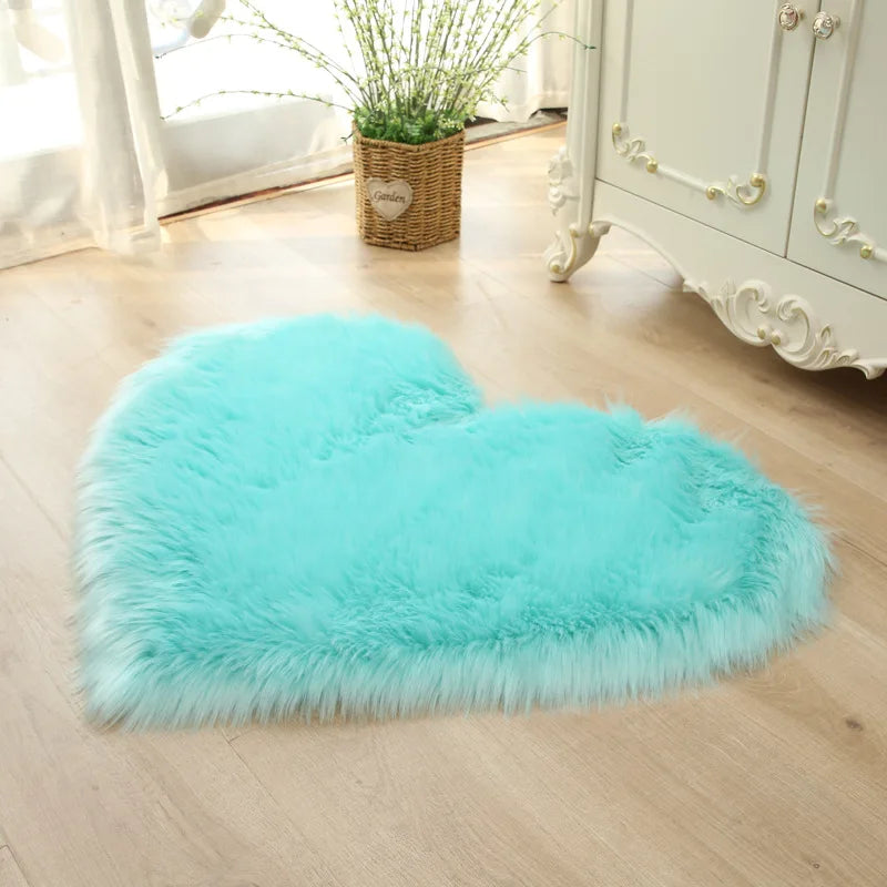Tapis Shaggy En Cœur Sophrona bleu clair