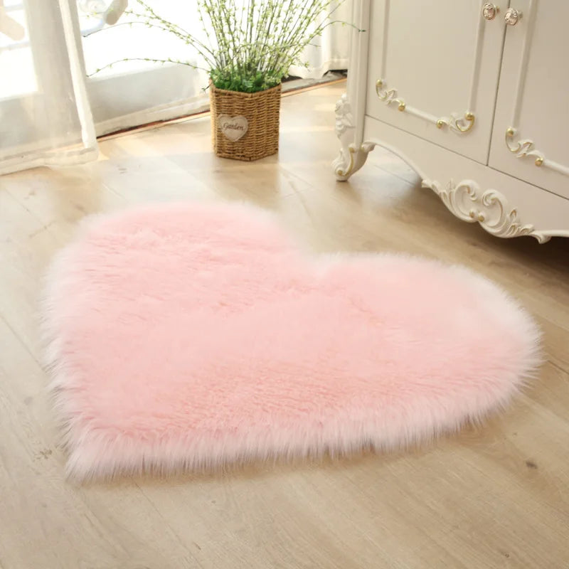 Tapis Shaggy En Cœur Sophrona rose clair