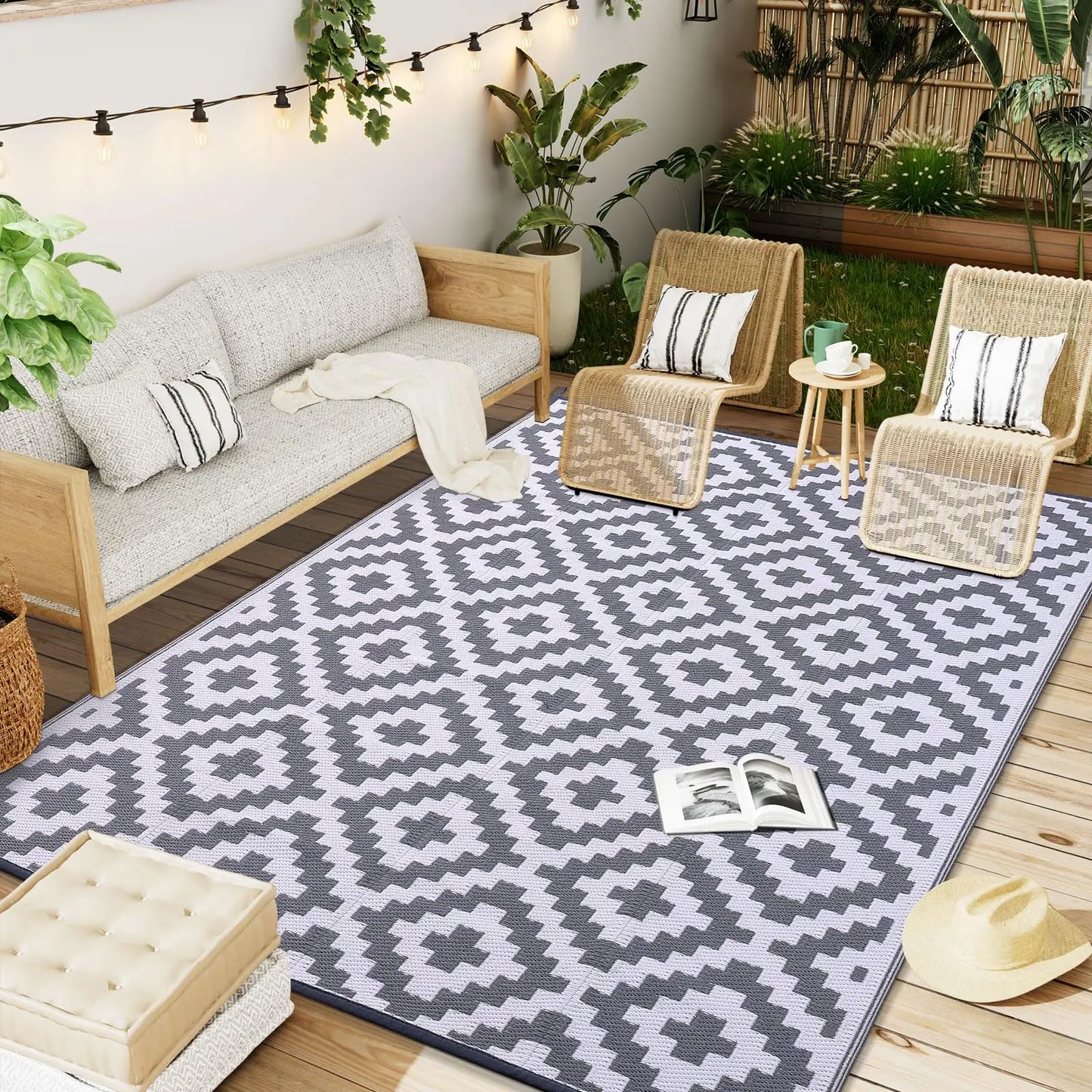 tapis impermeable evasion gris et blanc