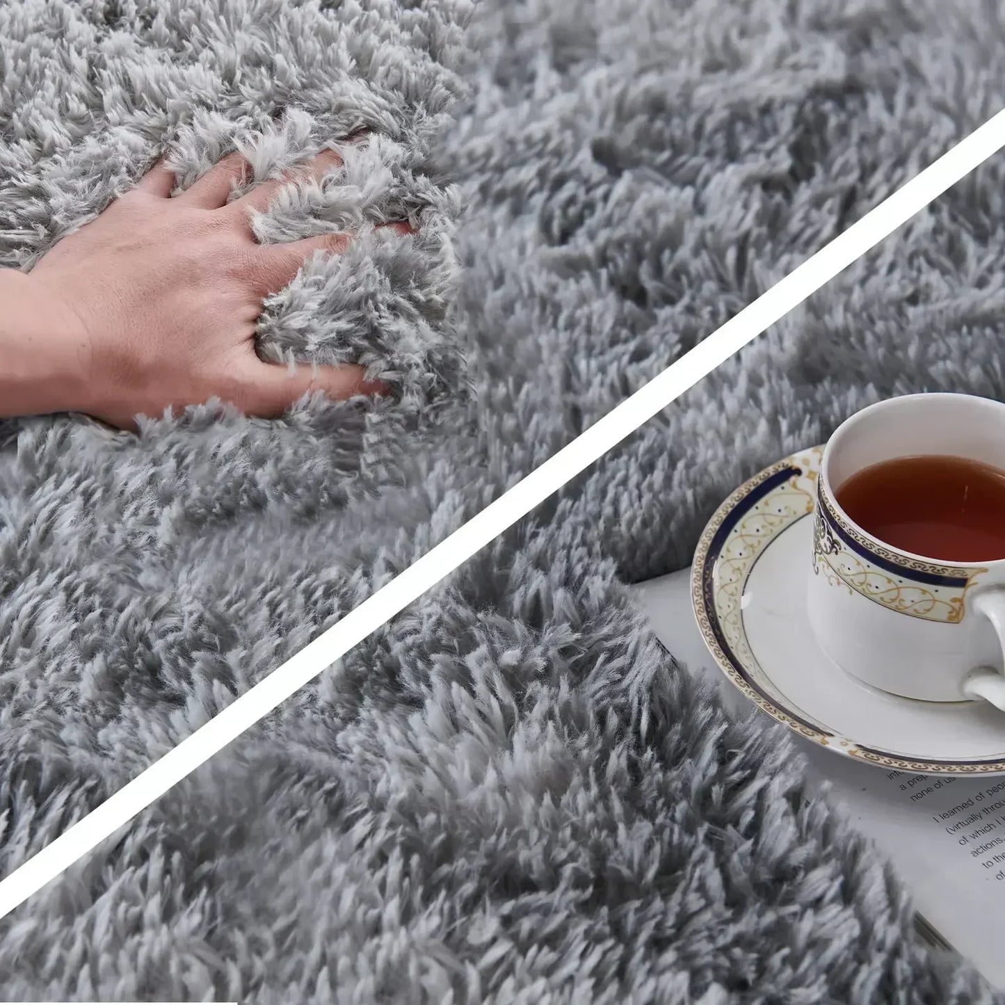 Tapis Shaggy Palerme Gris close-up