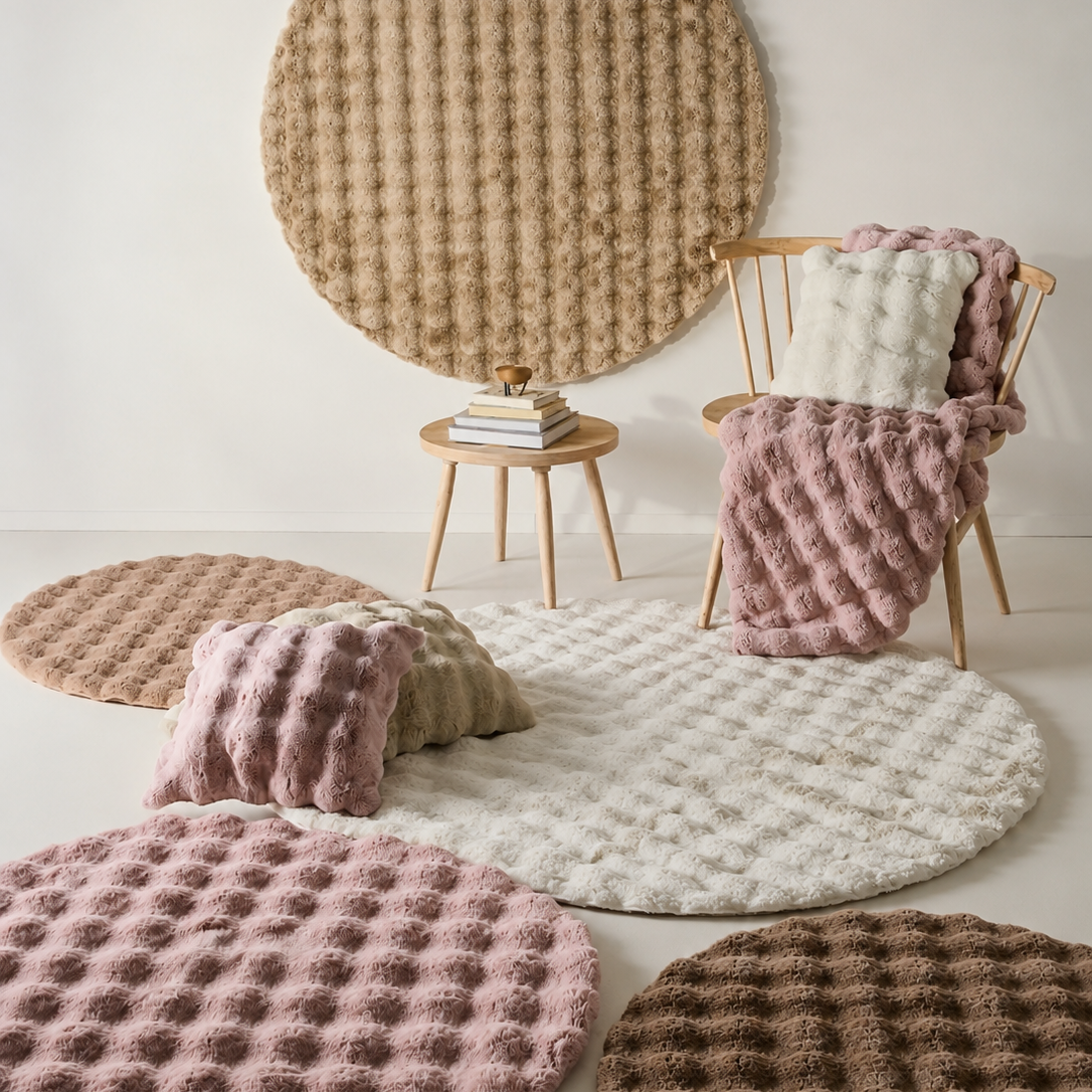 Tapis Rond Fausse Fourrure De Lapin Cocooning