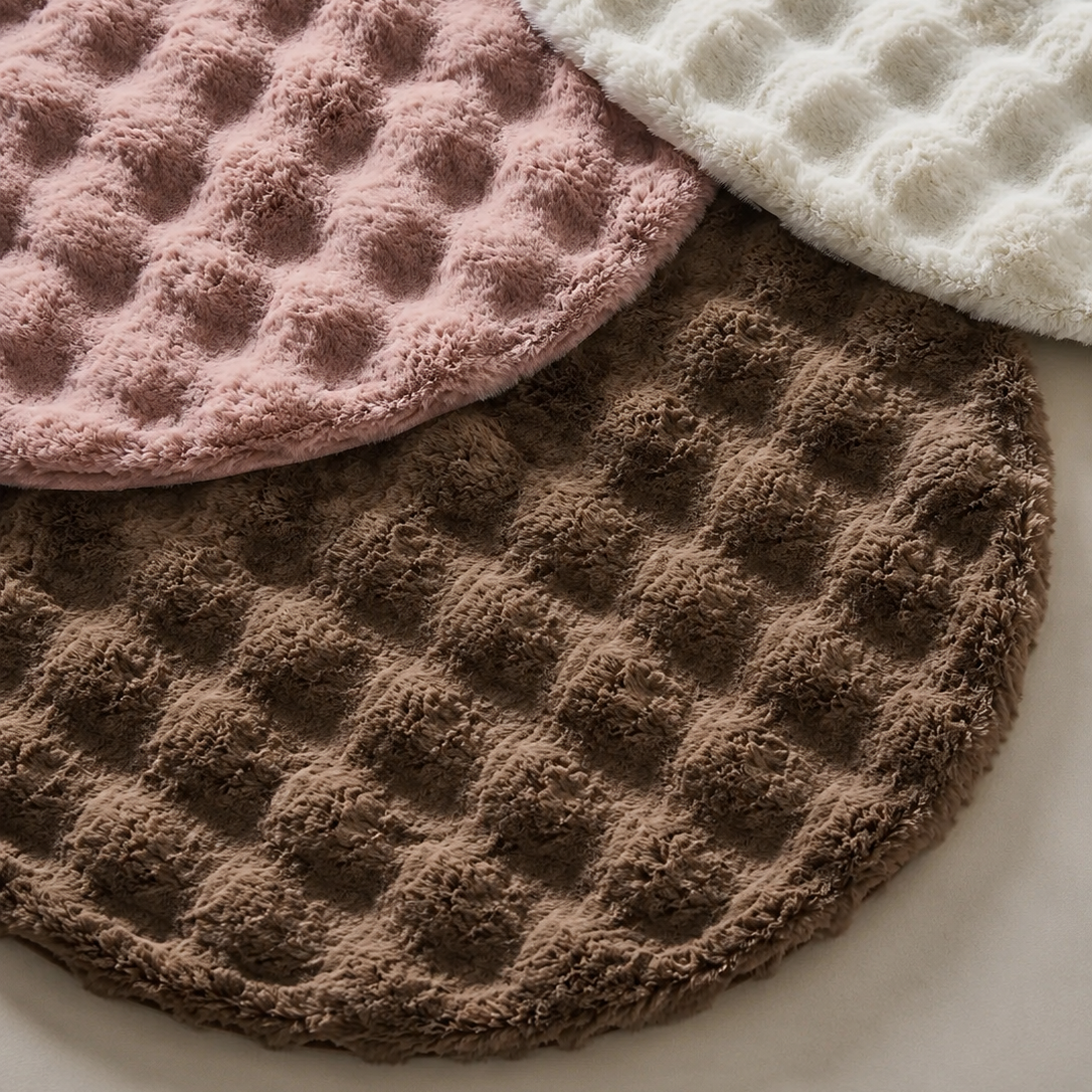 Tapis Rond Fausse Fourrure De Lapin Cocooning