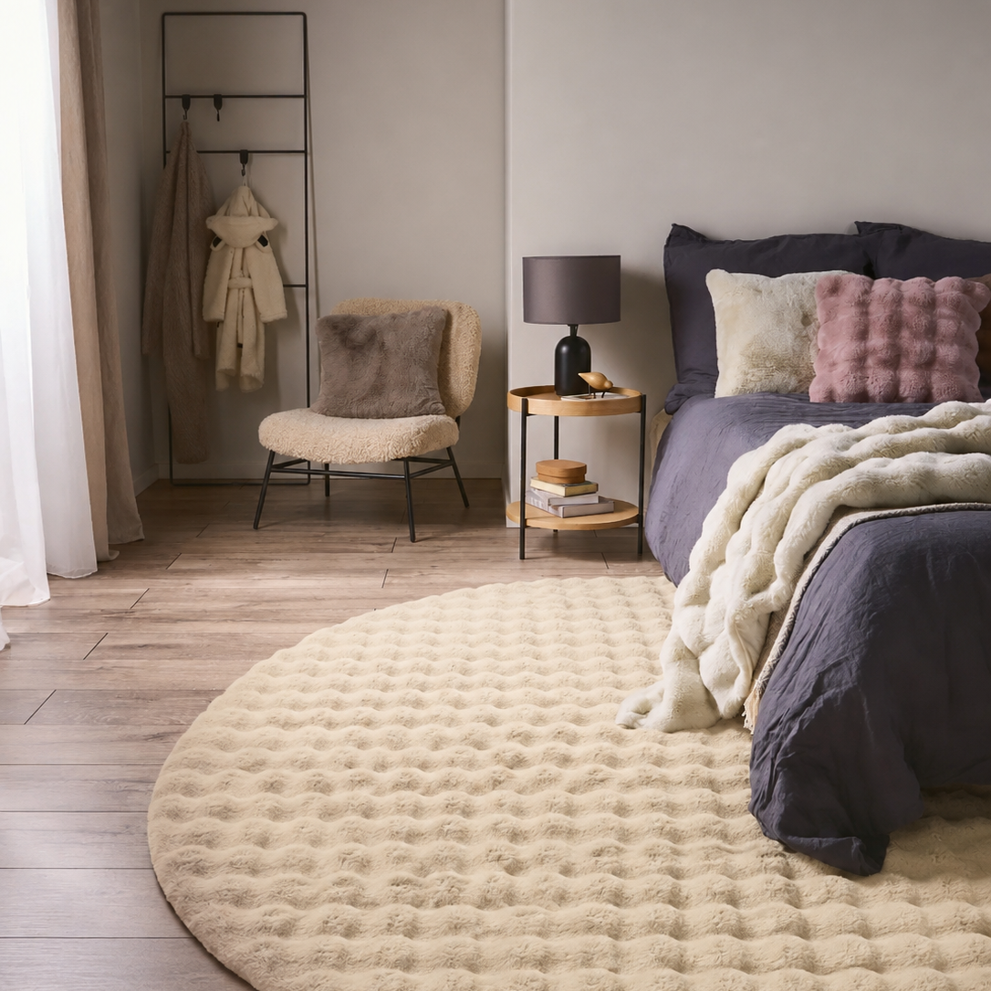 Tapis Rond Fausse Fourrure De Lapin Cocooning