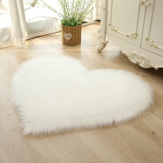 Tapis Shaggy En Cœur Sophrona blanc