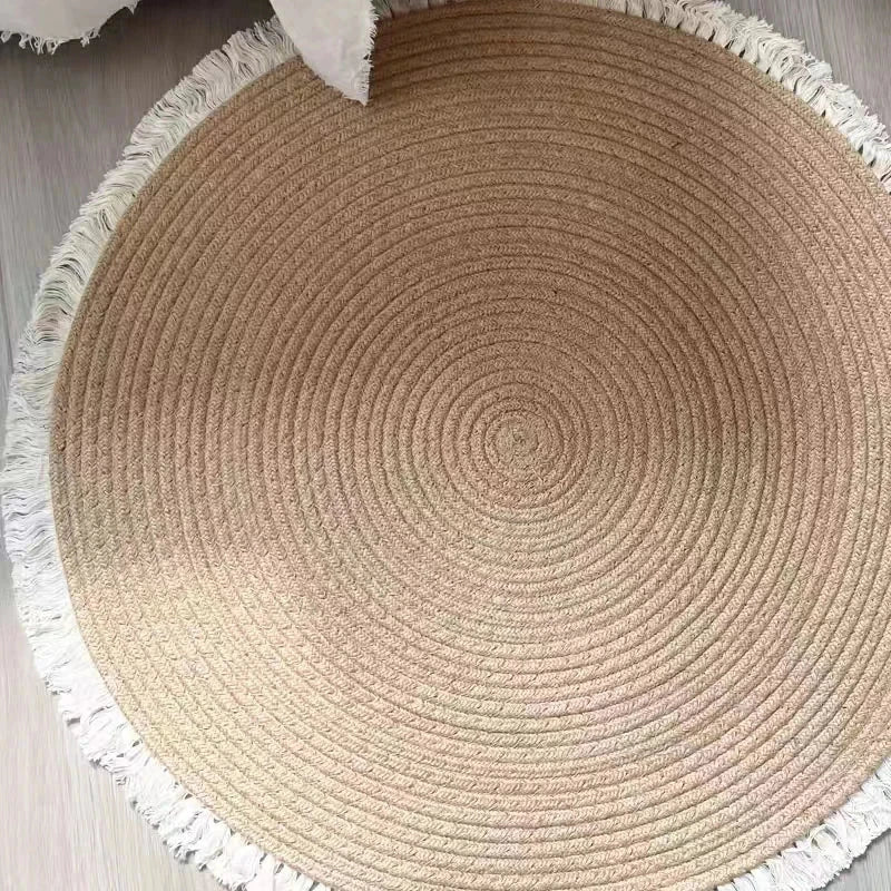 Tapis Rond Jute Soleil vue du dessus