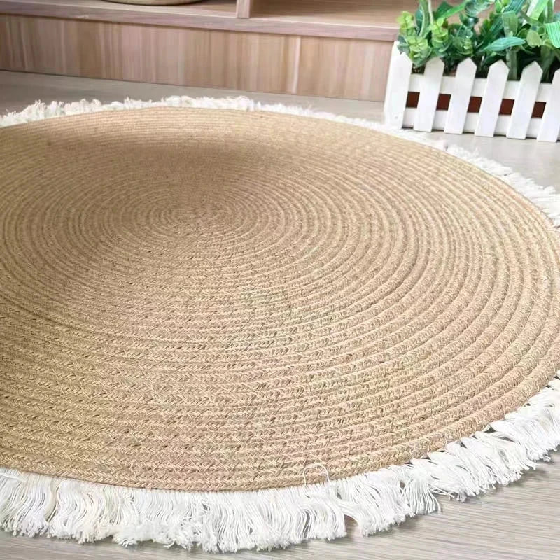 Tapis Rond Jute Soleil vue proche