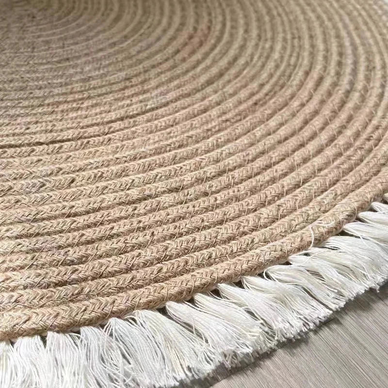Tapis Rond Jute Soleil vue très proche