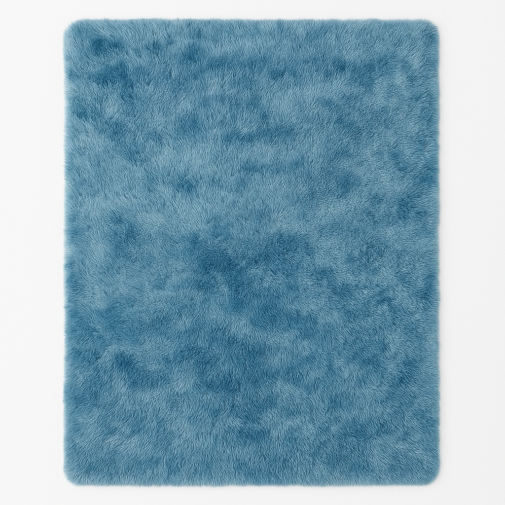 Tapis Shaggy Palerme Bleu Vue de dessus
